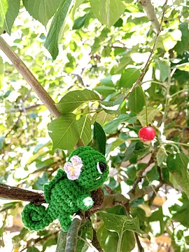 Amigurumi Rapunzel Pascal Figür Ve Anahtarlık  Yeşil