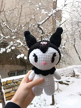 Kuromi Sanrio Karakteri  Amigurumipeluş Uyku Arkadaşı Siyah