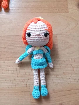 Winx Club Amigurumi Bloom Örgü Bebek Peri Mavi