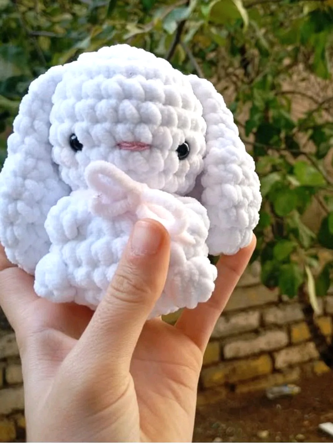 【みみちゃん】ビオラ 15.5 Gliga Gems Anno 2022 Kurdeleli Tontik Yavru Tavşan Peluş Amigurumi Beyaz | zoola-luna