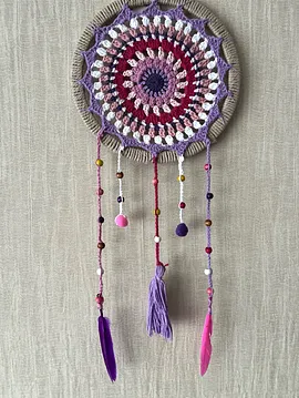 Mandala Desenli Duvar  Kapı Süsü Pembe