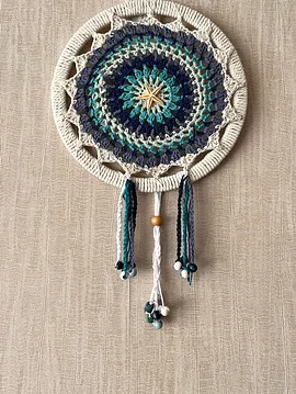 Mandala Desenli Duvar  Kapı Süsü Mavi