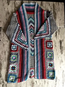 Mandala Motifli Mavi Hırka Mavi