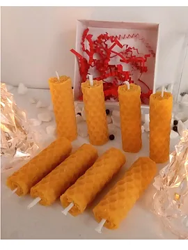 8 Li Mini Şamdan Ritüel Balmumu Mum Seti Ham