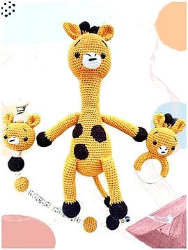 Amigurumi Züzü Zürafa Uyku Arkadaşı 3'lü Set Turuncu