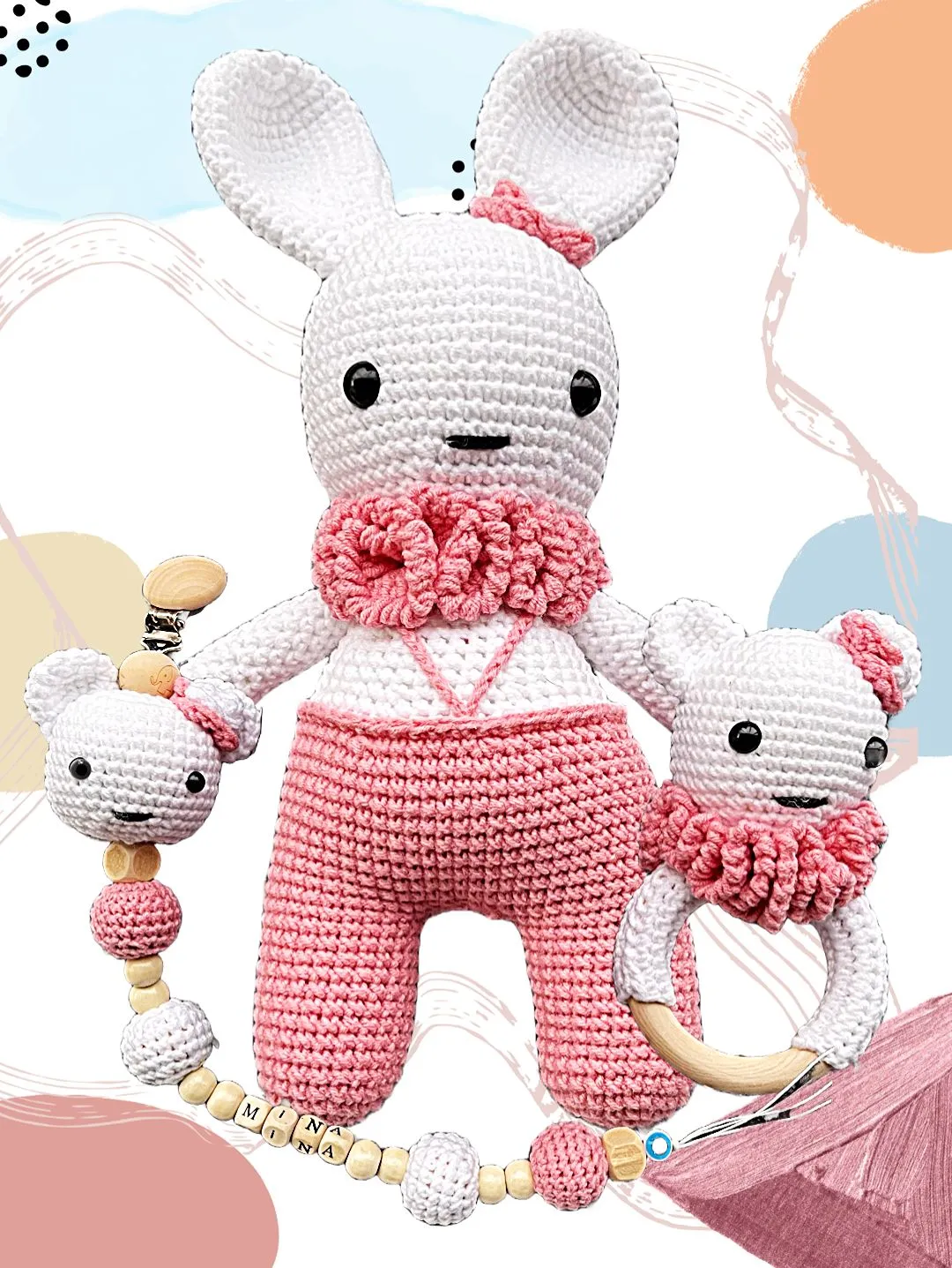 amigurumi-pofuduk-tavsan-uyku-arkadasi-3lu-set-pembe