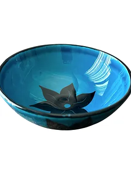 Çini, Turkuaz Sırlı, Çap 12cm, Kase Koyu Turkuaz