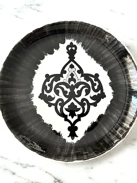 Çini,  Yemek Ve Servis Tabağı, Çap 25cm Siyah