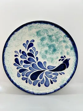 Çini, Servis Ve Yemek Tabağı, Mavili Tavuskuşu, Çap 25cm Mavi