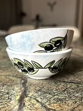 Çini, 2 Li Takım, Zeytin Tabağı Çok Renkli