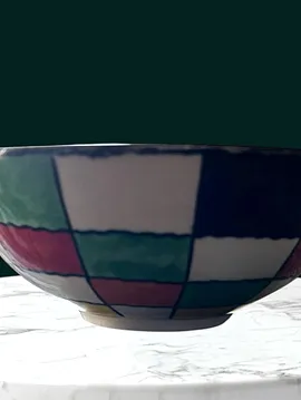 Çini, Renkli, Damalı Kase Çok Renkli