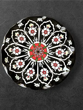 Çini, Kıvrımlı Pasta Tabağı Çok Renkli