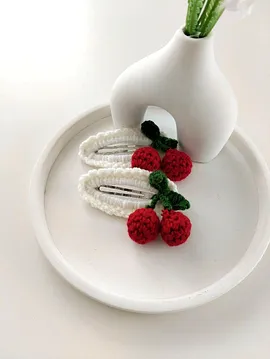Örgü Çıt Çıt Toka, Kirazlı  Toka Kırmızı