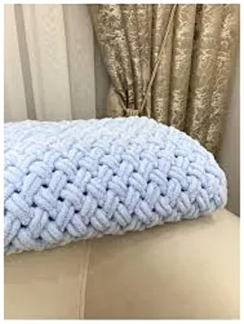 Hasır Desen Battaniye Bebek Mavisi