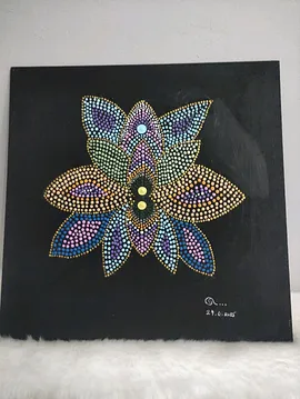 Gizemli Çiçek Mandala Tablo  Beyaz