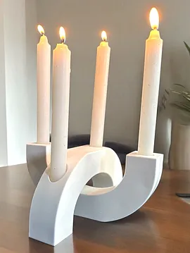 Büyük Boy 2'li Mumluk Şamdan Seti Beyaz