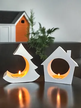 Tealight Mumluk Seti 2li Beton Beyaz