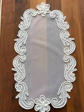 Anglez Orra Sehpa Örtüsü  Krem Rengi