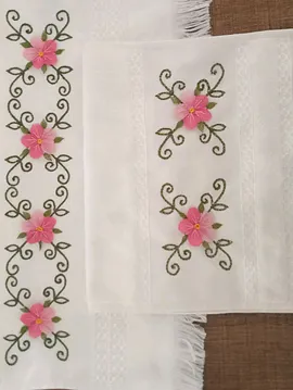 İğne Oyası Analı Kızlı Havlu  Krem Rengi