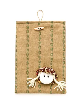 Bez Bebek Figürlü Pamuklu Tablet Kılıfı 23x32 Cm Kahverengi