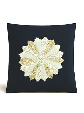 Aplike Patchwork Kırlent Kılıfı  Fermuarlı Pamuklu Dekoratif Yastık