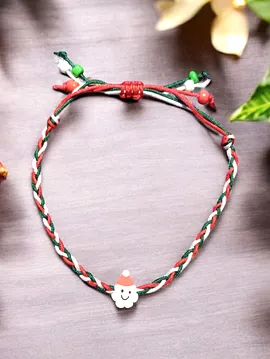 Noel Baba İpli Ayarlanabilir Bileklik Kırmızı