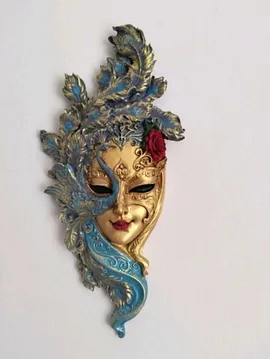 Venedik Mask Duvar Süsü Turkuaz