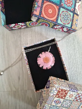 Papatya Epoksi Kolye Pembe