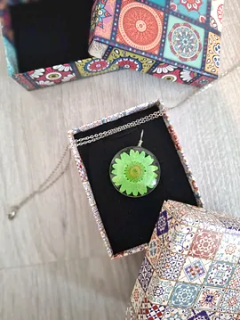 Papatya Epoksi Kolye Yeşil