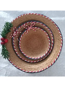 Yılbaşı 3 Lü Kağıt İp Kase Seti Taba