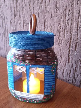 Kavanoz Boyama Led Mumlu Pencere Kahverengi