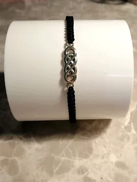 Siyah Ve Kelt Düğümü Makrome Bileklik Siyah