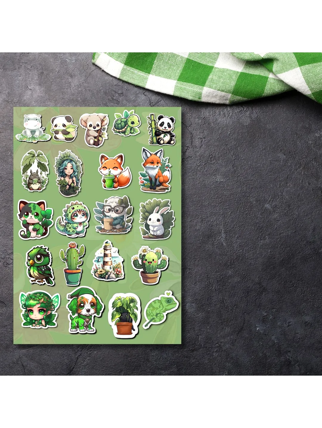 21-adet-yesil-temali-sticker-yesil