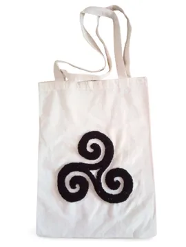 Punch Triskelion Sembolü Baskılı Özel Tasarım Bez Çanta Ham