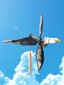 Kartal Siyah Beyaz  Tamamı El Yapımı Ahşap Hareketli Rüzgar Gülü Siyah