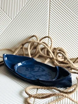 Denizci Stoneware Seramik  Sunum Tabağı Mavi
