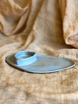 Sandal Stoneware Sunum Tabağı Mavi