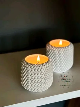 Dikdörtgen Desenli Doğal Soya Mum Beyaz
