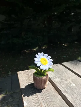 Şönil Çiçek Saksı Beyaz