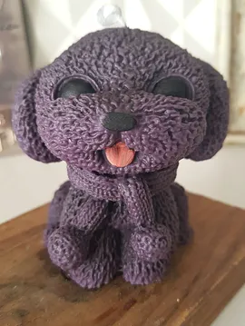 El Yapımı Soyalı Sevimli Köpekli Mum  Mor
