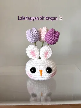 Mini Tavşan Saksı Ve Lale Beyaz