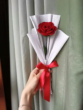 Örgü Kırmızı Gül Kırmızı