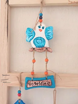 Kuşlu Hoşgeldiniz Süsü Hayvan Desenli Turkuaz