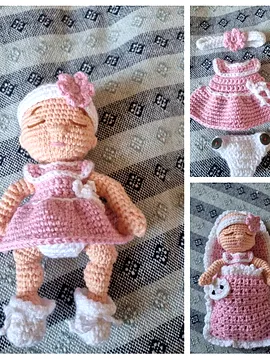 Amigurumi Kundakta Bebek  Çok Renkli