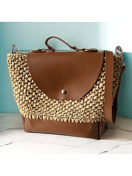 Byehandmade El Yapımı Saman Rengi Omuz Çantası Taba