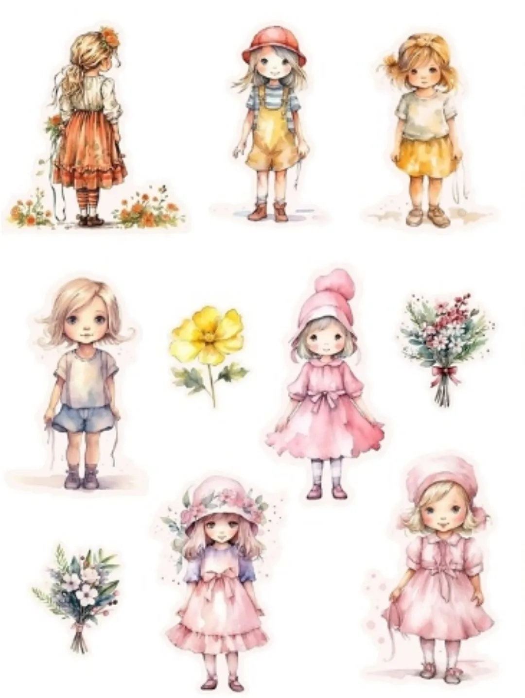 cute-girl-sticker-journal-cikartma-scrapbook-cok-renkli