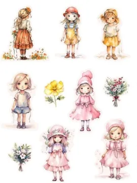 Cute Girl  Sticker Journal Çıkartma Scrapbook  Çok Renkli