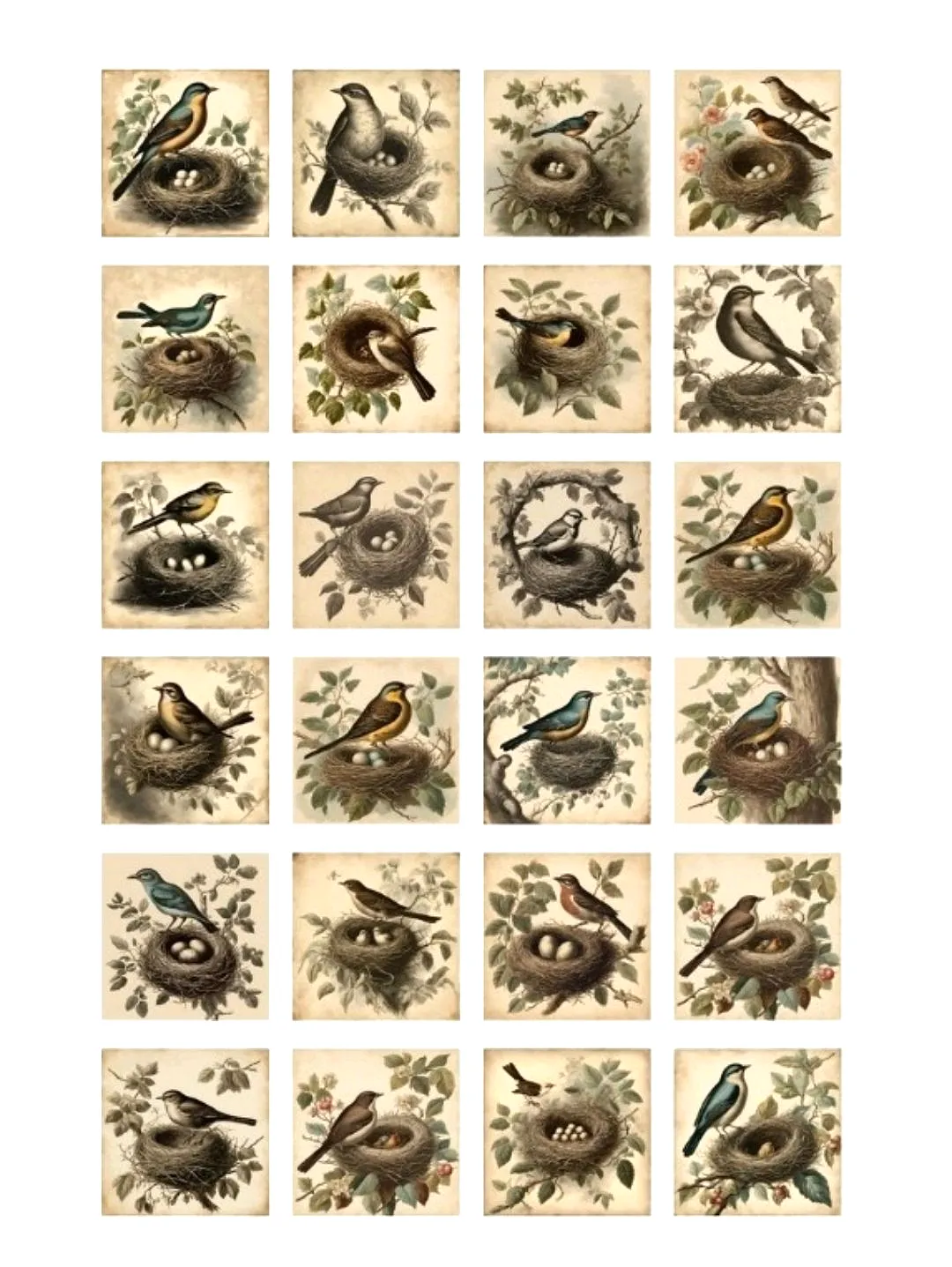 vintage-birds-sticker-cikartma-kahverengi