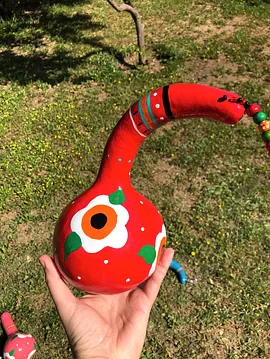 Çiçekli Su Kabağı Bahçe Süsü Kırmızı