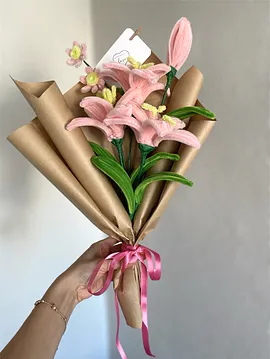 Zambak Buketi Pastel Pembe